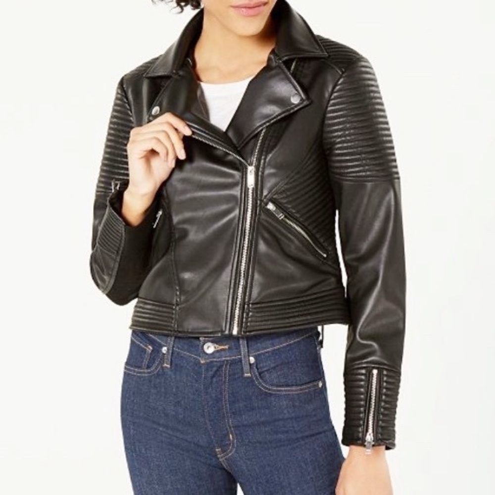 Bar III Vegan Leather Moto Jacket